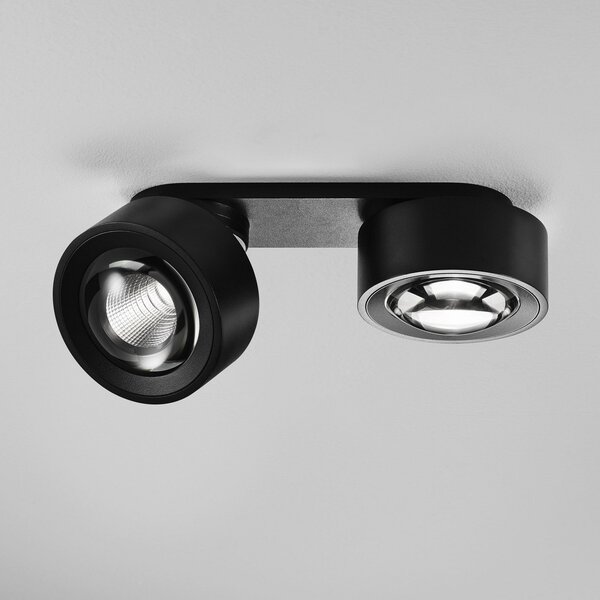 Egger Licht EGG DLS Spot LED Clippo Optic Duo, negru/negru, DTW, reglabil, Negru, Camera de zi / sufragerie, Aluminiu, Modern, Plafon cu flacără multiplă