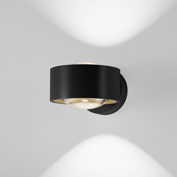 Egger Licht EGG Aplică de perete Clippo Optic, negru/galben, DTW, sus/jos, reglabil, Negru, Camera de zi / sufragerie, Aluminiu, Modern, Perete rotund