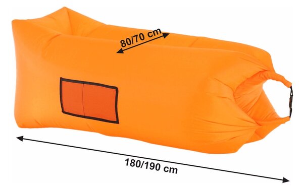 Fotoliu gonflabil LEBAG, nailon rezistent, portocaliu, 70x180/190/240 cm