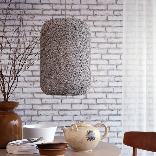 Dyberg Larsen Lampă suspendată Spin S, gri, Ø 30 cm, reglabil, Gri, Camera de zi / sufragerie, Hârtie / Carton, Scandinavă