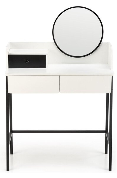Masa de toaleta AGNES, alb/negru, PAL melaminat, 120x80x42 cm