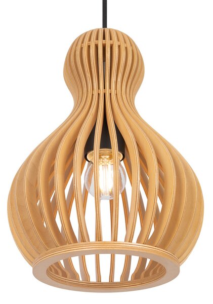 Maytoni Lampă suspendată Roots, Ø 20 cm, înălțime 27 lemn/negru, reglabil, Lemn, Camera de zi / sufragerie, Lemn