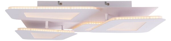 Näve Plafonieră Simes LED, alb, metal, 48x48 cm, CCT, telecomandă, reglabil, Alb, Camera de zi / sufragerie, Plastic, Modern, Plafon cu flacără multiplă
