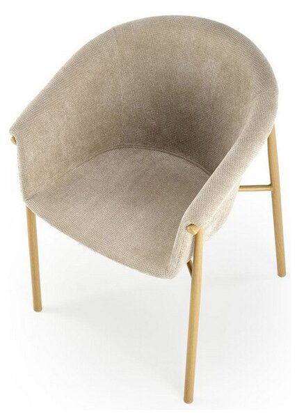 Scaun K489, bej/stejar, stofa clasica/metal, 59x56x80 cm