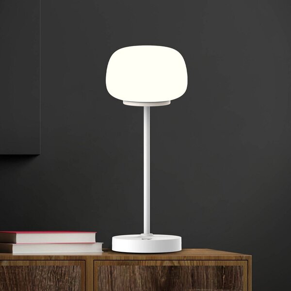 Näve Lampă de masă LED reîncărcabilă Pina alb Înălțime 27,8 cm Metal/vidră Touch, reglabil, Alb, Camera de zi / sufragerie, Metal, Modern