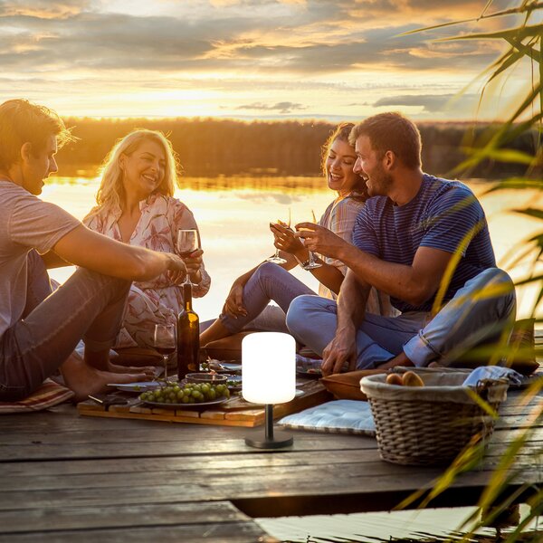 FH Lighting Volterra Pro LED lampă de masă reîncărcabilă, IP54, RGBW, telecomandă, reglabil, Alb, Metal, Modern