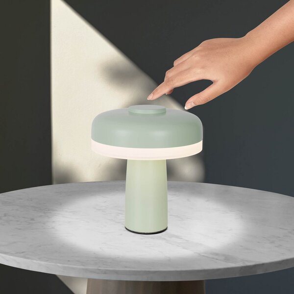 Näve LED lampă de masă reîncărcabilă Pilu, mentă, înălțime 16,5 cm metal, reglabil, Verde, Camera de zi / sufragerie, Metal, Modern