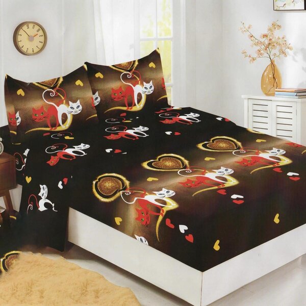 Set husa pat finet HF160-18, multicolor, bumbac/poliester, 160x200 cm