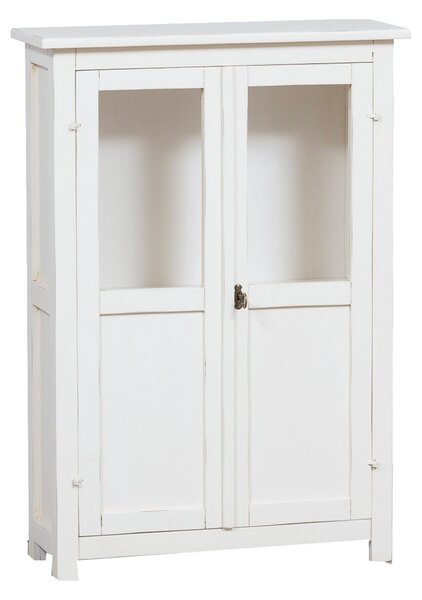 Vitrina mica, L68 25 H98 cm, alb antic, lemn masiv