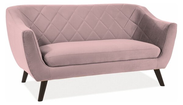 Canapea MOLLY, roz antic - Bluvel 52, stofa catifelata/lemn, 160x85x83