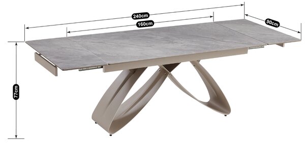 Masă sufragerie extensibilă Lungo (gri marmură + cashmir) (pentru 6-8 persoane). 1129256