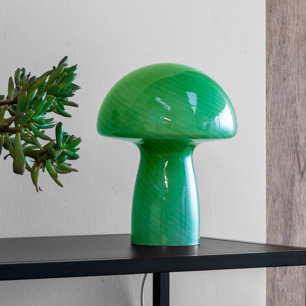 Dyberg Larsen Lampă de masă Mushroom, verde, înălțime 23 cm, sticlă, Verde, Camera de zi / sufragerie, Sticlă, Design