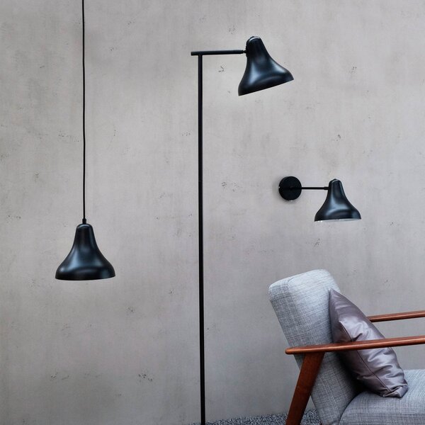 Dyberg Larsen aplică de perete Tokyo, negru, lățime 20 cm, metal, Negru, Camera de zi / sufragerie, Metal, Design