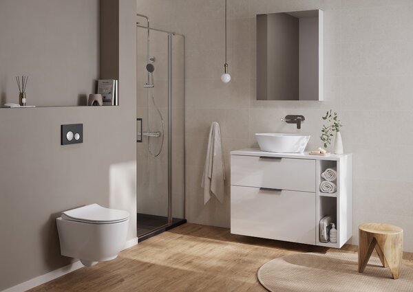 Cersanit Luna vas wc cu capac soft-close agăţat fără margine alb lucios S701-871
