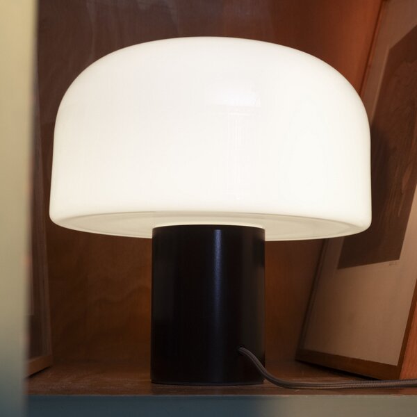 FLOS Bellhop Glass T lampă de masă, maro ciocolată, înălțime 34 cm, reglabil, Alb, Camera de zi / sufragerie, Sticlă