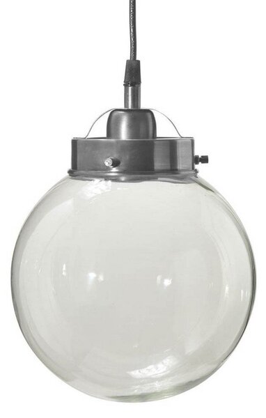 PR Home lampă suspendată Normandy, Ø 20 cm, argint antic, sticlă, reglabil, Gri, Camera de zi / sufragerie, Sticlă, Scandinavă
