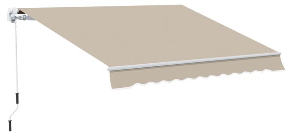 Outsunny Copertină Retractabilă pentru Terasă cu Manivelă Manuală, Rezistentă la Apă, Structură Metalică și Aluminiu, 4x2.5m, Bej | Aosom Romania