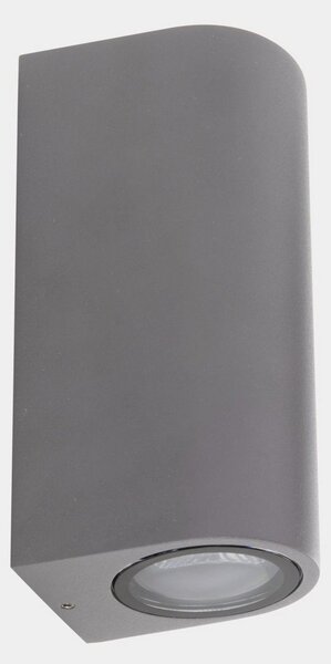 LEDS-C4 Eko Double lampă de perete pentru exterior, gri, lățime 7 cm, aluminiu, reglabil, Gri, Aluminiu, Modern