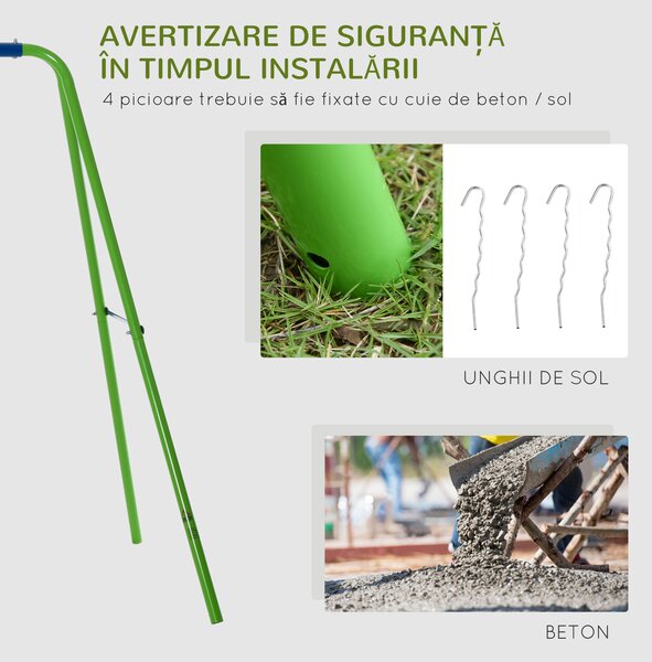 Outsunny Set Leagăn de Grădină cu Leagăn Dublu și 2 Leagăne Simple, 280x140x178 cm, Verde | Aosom Romania