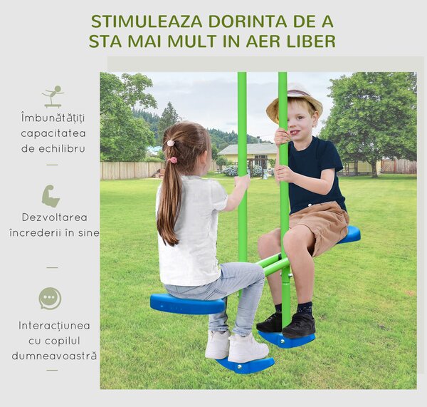 Outsunny Set Leagăn de Grădină cu Leagăn Dublu și 2 Leagăne Simple, 280x140x178 cm, Verde | Aosom Romania