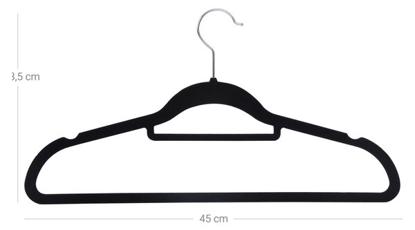 Set de 50 umerase de catifea, Songmics, Negru, 42.7x22x0.6 cm