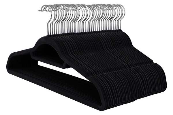 Set de 50 umerase de catifea, Songmics, Negru, 42.7x22x0.6 cm