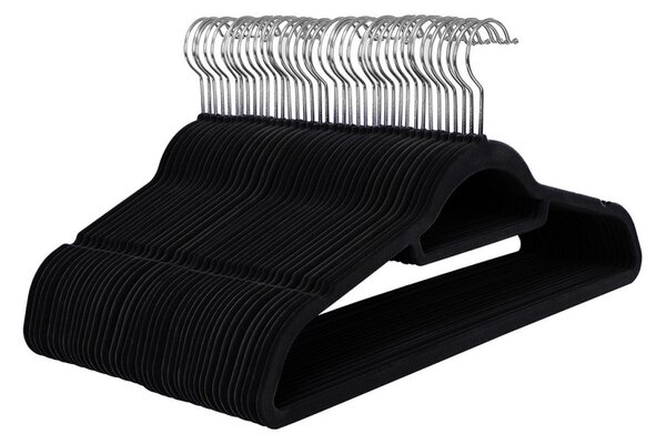 Set de 50 umerase de catifea, Songmics, Negru, 42.7x22x0.6 cm