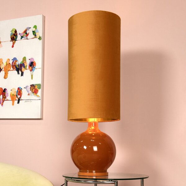 Lucide Esterad lampadar, ocru, Ø 34 cm, înălțime 100 sticlă, Galben, Camera de zi / sufragerie, Sticlă