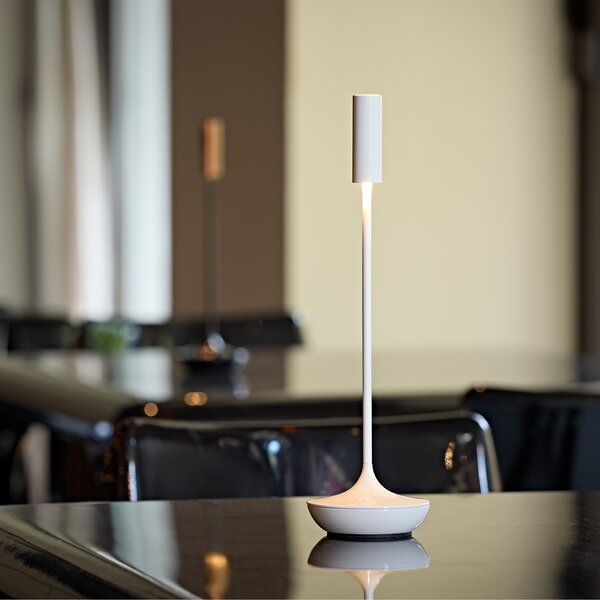 Sigor Nucandle LED lampă de masă reîncărcabilă, alb, IP54, dimabil, reglabil, Alb, Camera de zi / sufragerie, Aluminiu