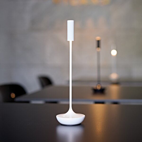 Sigor Nucandle LED lampă de masă reîncărcabilă, alb, IP54, dimabil, reglabil, Alb, Camera de zi / sufragerie, Aluminiu