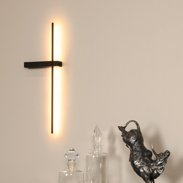 Lucide Aplică de perete cu LED Segin, înălțime 60 cm, 6W, negru, aluminiu, Negru, Camera de zi / sufragerie, Aluminiu, Modern