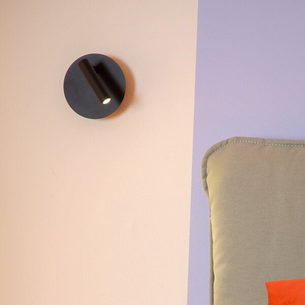 Lucide Spot de perete reîncărcabil LED Jolijn, negru, Ø 10,2 cm, magnet, Negru, dormitor, Metal