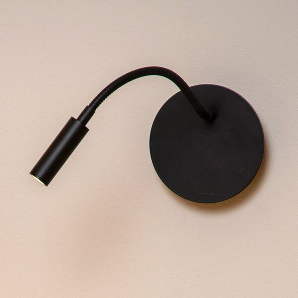 Lucide Spot de perete cu baterie LED Jolijn, negru, braț flexibil, Ø 11 cm, magnet, Negru, dormitor, Metal