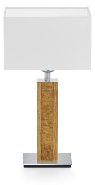 HerzBlut lampă de masă Karl K, unghiulară, lemn, alb, 44 cm, E27, Alb, Camera de zi / sufragerie, Lemn, Modern