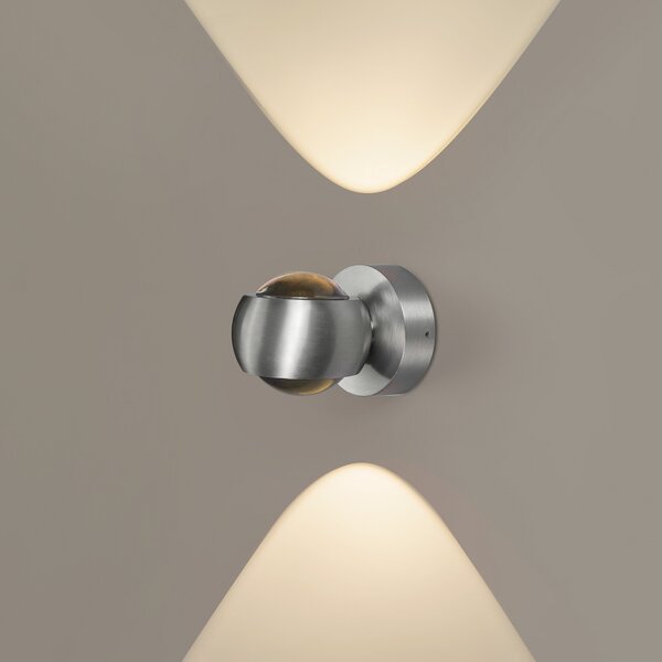 LCD LED lampă de perete pentru exterior, culoare aluminiu, sus&jos, CCT, dimabil, reglabil, Metalic, Aluminiu, Modern