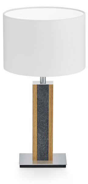 HerzBlut lampă de masă Karl G, rotundă, lemn/granit, alb, E27, Alb, Camera de zi / sufragerie, Lemn, Modern