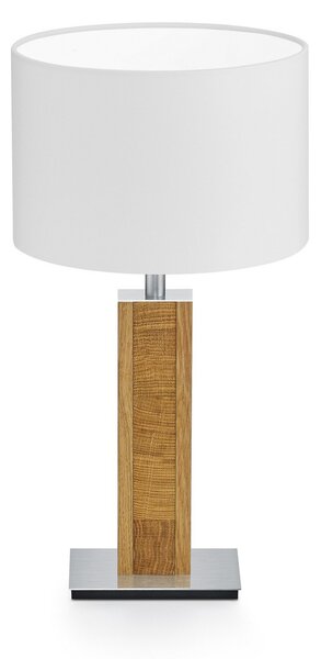HerzBlut lampă de masă Karl K, rotundă, lemn, alb, 44 cm, E27, Alb, Camera de zi / sufragerie, Lemn, Modern