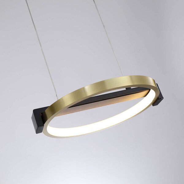 Searchlight Lampă suspendată LED Aerial, 3 becuri, alamă/negru, oțel, reglabil, Bronz / Alamă Veche, Camera de zi / sufragerie, Metal, Modern