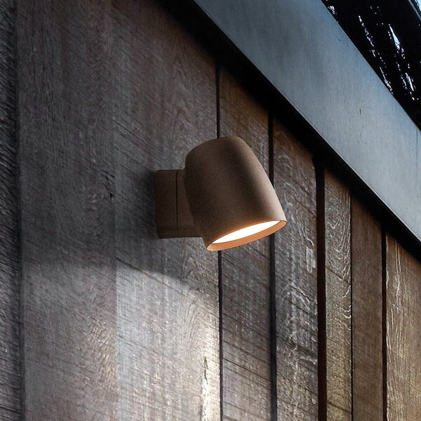 Bover LED lampă de perete pentru exterior Nut, teracotă, aluminiu, reglabil, Maro / Rugină, Aluminiu, Design