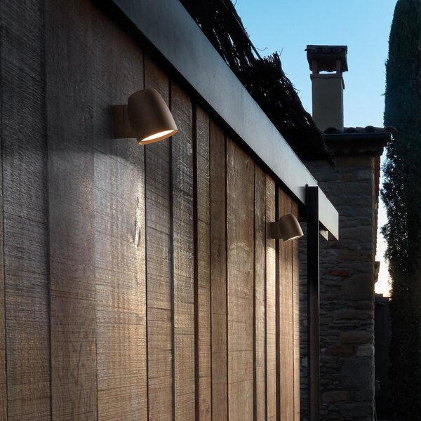 Bover LED lampă de perete pentru exterior Nut, teracotă, aluminiu, reglabil, Maro / Rugină, Aluminiu, Design