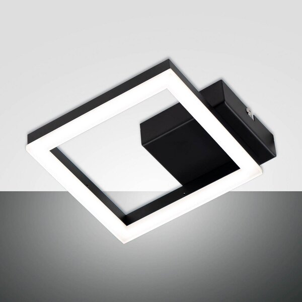 Fabas Luce Aplică de perete LED Bard, negru, 17 x cm, metal, dimabil, reglabil, Negru, Camera de zi / sufragerie, Metal, Modern