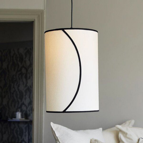 PR Home Lampă suspendată Ava, Ø 30 cm, bumbac organic, crem, reglabil, Bej, Camera de zi / sufragerie, Țesătură / Textil