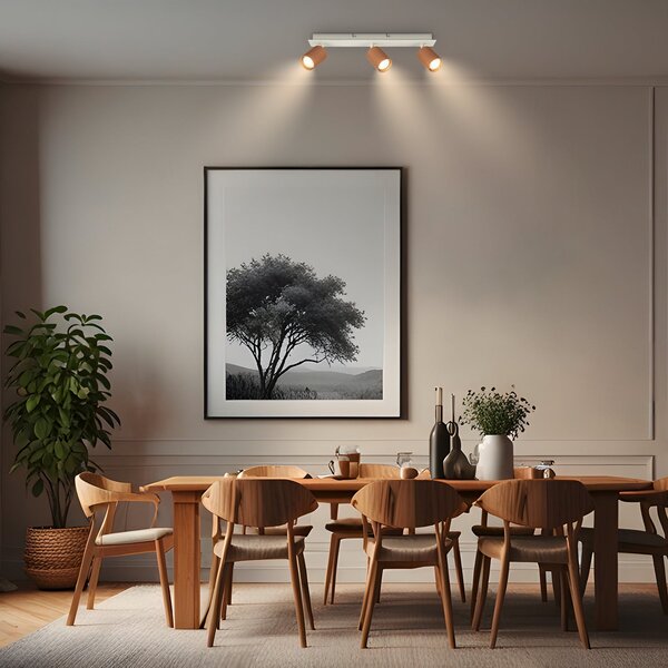 Briloner Lampa de tavan Ida, maro, cu 3 becuri, din plastic/metal, reglabil, Maro / Rugină, Camera de zi / sufragerie, Metal, Modern