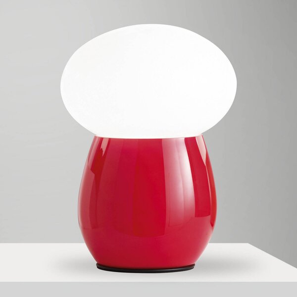 Fabas Luce Lampă de masă Freddy, roșu, înălțime 30 cm, sticlă suflată, E27, Roșu, Camera de zi / sufragerie, Sticlă