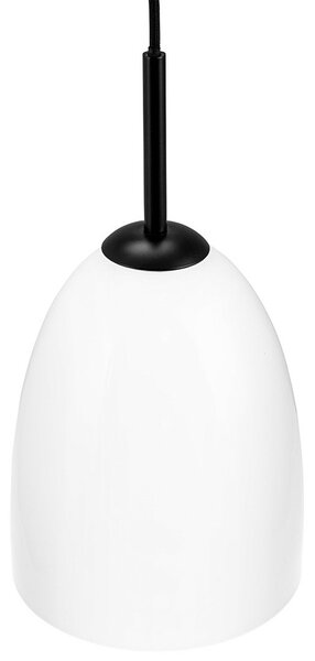 Dyberg Larsen Lampă suspendată Jazz opal/negru 18 cm, reglabil, Alb, Camera de zi / sufragerie, Sticlă, Scandinavă
