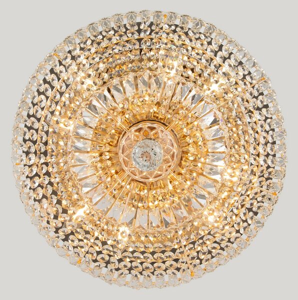 Maytoni Basfor plafonieră, aurie, cristal, Ø 46 cm, reglabil, Transparent, Camera de zi / sufragerie, Cristal