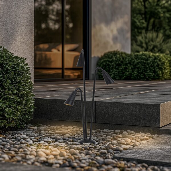 Lindby Bornă luminoasă Sorvete, negru, metal, 3 becuri, 83 cm, reglabil, Negru, Aluminiu, Modern