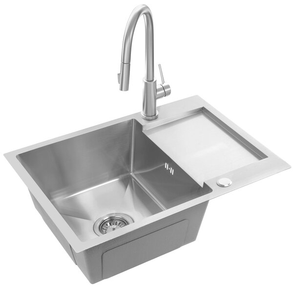 Rea Paul, chiuvetă din oțel cu 1 compartiment 600x480x185 mm, oțel periat, ZLE-06009