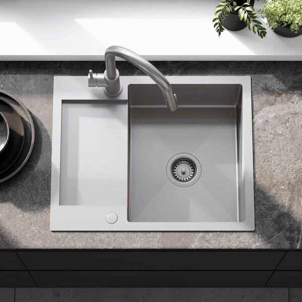 Rea Paul, chiuvetă din oțel cu 1 compartiment 600x480x185 mm, oțel periat, ZLE-06009