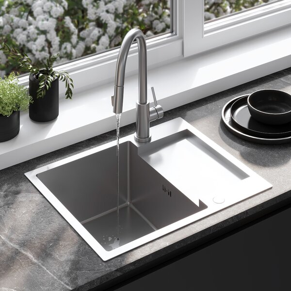 Rea Paul, chiuvetă din oțel cu 1 compartiment 600x480x185 mm, oțel periat, ZLE-06009